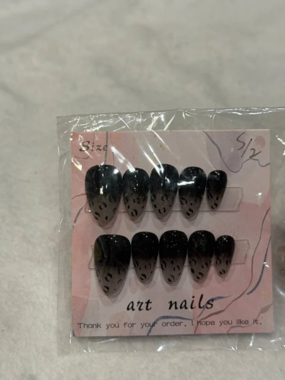 Handmade Black Glitter Leopard Print Press On Nails | Size S